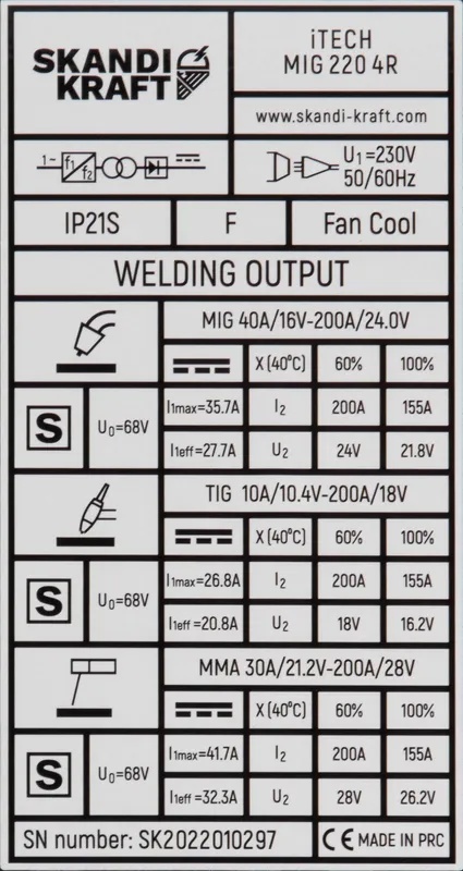 Spawarka Migomat SKANDI KRAFT iTECH MIG 220 4R